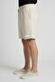 Men Brand Logo Basic Shorts, Cream - 5