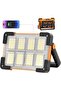 Solar & USB Rechargeable Portable LED Work Light, waterproof 4-mode floodlight for job sites & camping.