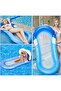 Water Hammock Inflatable Pool Float Lounge Chair Vacation Float with Awning for Summer Parties Beaches Water Activities 160*90 cm Blue - 3