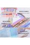 Holographic makeup bag, transparent toiletry bag with zipper and convenient handle, small makeup bag for women and girls, waterproof beach bag (B) - 2