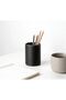Round pen holder, PU leather pencil mug, desktop stationery organizer, office desk organizer, office accessory container (black) - 3