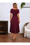 Women's wide v-neck ruched detail long sandy dress - 3