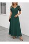 Women's Short Sleeve V-Neck Long Janjan Dress - 2