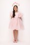 Powder Balloon Sleeves Girls' Satin Dress - Dona