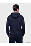 Ozmarka New Season Navy Blue Hooded Men's Zippered Sweatshirt - 3
