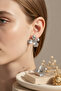Stylish Textured Gray Flower Motif Bijouterie Earrings for Women - 6