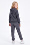Girl's Printed Kangaroo Pocket Hooded Tracksuit Set - 5