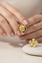 Stylish Bijouterie Earrings Pair with Yellow Color Flower Motif for Women - 4