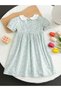 Girls Floral Print Smocked A-Line Dress - 5
