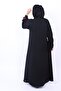 Women’s Black Abaya with Red Floral 3D Embroidery & Beadwork - 2
