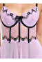 Purple Lace Trim Slip with Brief and Garter Set - 3
