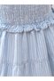 Girls Blue Striped Strappy Tiered Dress - 4