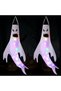 (eb31x2)Pack of 2 Halloween Ghost Decoration with LED Fairy Lights, Windsock, Halloween Ghost Windsock Flag, Horror Scary Ghost Hanging Ghost Garden Decoration, Halloween Party