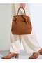 Brown Microsuede Handbag - 2
