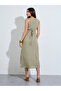 Green Striped Sleeveless A-Line Midi Dress - 5