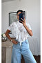 White Ruffle Detailed Lace Crop Blouse - 1120