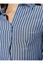 Blue Striped Waist Tie-Up Fitted Shirt - 4