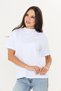 100% Organic Cotton Women's Optical White Basic Ribbed High Neck Knitted T-Shirt - 6