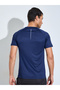 Men Navy Muscle Fit Running T-Shirt with Reflective Back Print - 4