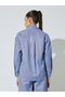 Blue Striped Long-Sleeve Oversized Shirt - 4