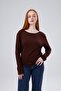 Women's Boat Neck Side Gathered Long Sleeve Slim Knitwear Blouse