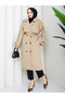 Women's Oversize Buttoned Hijab Trench Coat Rc3111 - 4