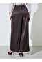 Brown Wide Leg Formal Trousers with Pleat Detail - 4