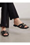Black Flat Sandals with Buckle Detail - 7
