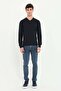 Men's Slim Fit V-Neck Navy Blue Knitwear