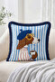 Amore Mio Written and Dog Figured Striped Retro 4-Piece Fringed-Tasseled Throw Pillow Cover Set - 3