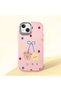 iPhone 15 Plus Compatible Case with Camera Protection Pink Silicone Couple Phone Case with Bear Pattern