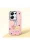 Poco M6 Pro 4g Compatible Case Camera Protector Pink Silicone Couple Phone Case with Bear Pattern