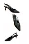 312483 Shiny Leather Gold Buckle Open Back Heeled Shoes - 6