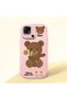 Redmi 10C Compatible Case Camera Protector Pink Silicone Couple Phone Case with Bear Pattern