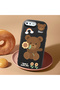 iPhone 8 Plus Compatible Case Camera Protector Black Silicone Couple Phone Case Bear Patterned - 2