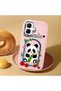 Infinix Smart 10 Compatible Case Camera Protector Pink Silicone Couple Phone Case Panda Pattern - 2