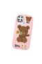 Realme C25Y Compatible Case Camera Protector Pink Silicone Couple Phone Case with Bear Pattern - 3