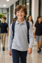 3-Pack Premium School Polo Collar 100% Cotton Boys' School T-Shirt Long Sleeve 8-16 Years |   Children's School Uniform Polo Collar Basic T-Shirt Unisex Long Sleeve Soft Textured Breathable Fabric - 6