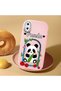 iPhone XS Compatible Case Camera Protector Pink Silicone Couple Phone Case Panda Pattern - 2