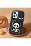 Redmi Note 12 Pro Speed Compatible Case Camera Protector Black Silicone Couple Phone Case Panda Patterned - 2