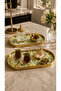 Lemon Gold Glass Presentation Tray Decorative Coffee and Catering Presentation Tray - Tray Gold 2 Pieces 12X30 cm - 2