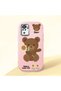 Redmi Note 10 4g Compatible Case Camera Protector Pink Silicone Couple Phone Case with Bear Pattern