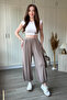 Modal Beige Shalwar Trousers with Elastic Cuffs and Waistband