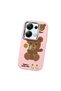 Poco M6 Pro 4g Compatible Case Camera Protector Pink Silicone Couple Phone Case with Bear Pattern - 3