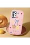 Samsung Galaxy A72 Compatible Case Camera Protector Pink Silicone Couple Phone Case with Bear Pattern - 2