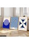 Blue Bauhaus 3 Piece Wooden Framed Painting Act - 2