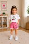 Girl's Cherry Printed White T-Shirt and Pink Shorts Set 100% Cotton