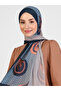 Retro Patterned Shawl - Dark Blue - 2