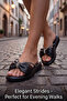 Glimmer Slipper Bowknot Stone-Embellished Women's Slippers - Drawstring Cushioned Sole Lightweight Casual Summer Black Slippers - 3