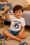 Boys' Cotton Striped Printed Short Sleeve Shorts Pajama Set